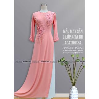 Áo Dài 2 Lớp 4 Tà Kết Ren Cườm Pha Lê AD4TDH364